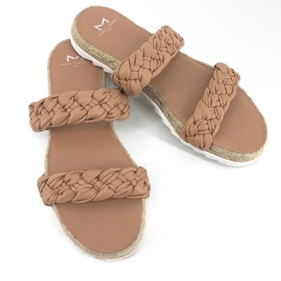 Marc Fisher Shoes - Marc Fisher Tan Brown Macaroon Jaimee Espadrille Slide Sandal